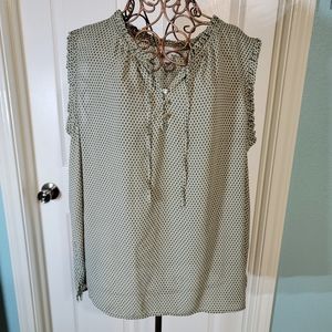 NWOT LIZ Claiborne Olive & White Sleeveless Top Women's Size XXL